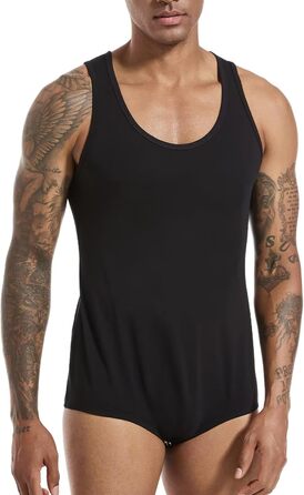 Чоловічий безрукавний боді-піжама Landofgenie з бавовни, чорний, розмір M