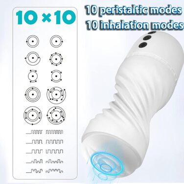 Електричний масажер для чоловіків з 10 режимами вібрації та 10 режимами всмоктування. Масажер для статевого члена з 3D силікону. Іграшка для дорослих