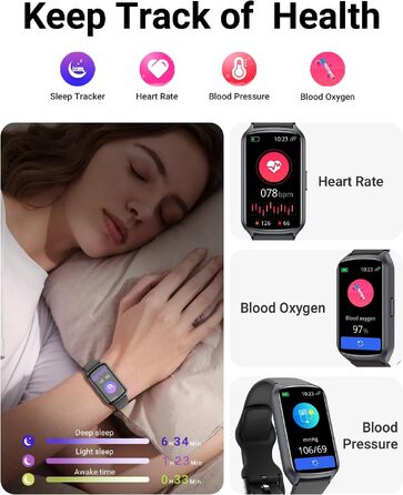 Фітнес-трекер Smart Watch для жінок та чоловіків, водонепроникний 5ATM, моніторинг SpO2, пульсу та сну, 20+ режимів тренувань, крокомір, чорний
