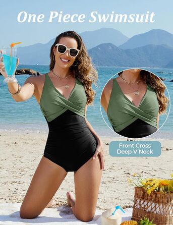 Зелений купальник суцільний Tuopuda з вирізом, Push Up, для жінок, Plus Size XXL