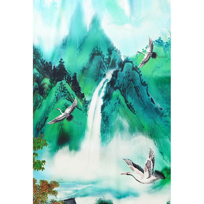 Шовковий халат-кімоно Ledamon для жінок, довгий, 100% шовк - класичний квітковий халат, нічна сорочка (універсальний розмір, пейзаж, весна)