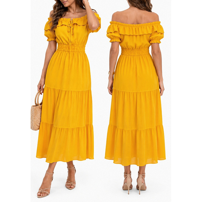 Жовта сукня maxi-хіспанка babydoll, елегантна, ХІТ XXL