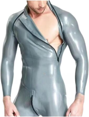 Латексні штани з латексу GAYLOP для чоловіків, комбінезон з блискавкою на шиї та в паху, чорний, ручної роботи, розмір M