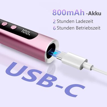 Професійний бездротовий апарат для манікюру та педикюру POFIBO, електричний нігтьовий фрезер 35000 об/хв для гель-нігтів та акрилу, рожевий