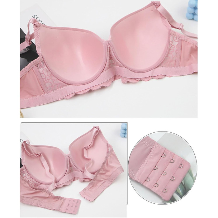 3 шт. комплект бюстгальтерів XCXC для жінок з кісточками, великі розміри 85-115 B/C, Push-Up мереживний бюстгальтер з регульованими бретелями, легкий, дихаючий, комфортний, для щоденного використання та відпочинку (Бежевий+Бордовий+Чорний)