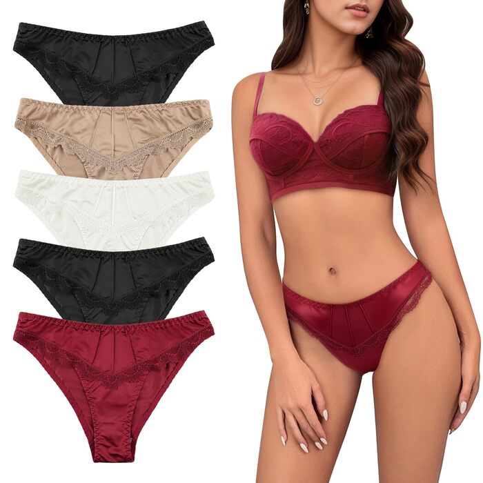 5 пар жіночих трусиків з мереживом, безшовні, сексуальний комплект, дихаючі, бразильський сліп, хіпстер, трусики-сліпи, багатопакові (B-5er, M)
