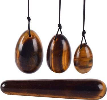 Яскравий тигровий камінь Янь-Інь, набір з 4 шт. Яєця з нефриту для Кегель-вправ, масаж та зміцнення м'язів тазу