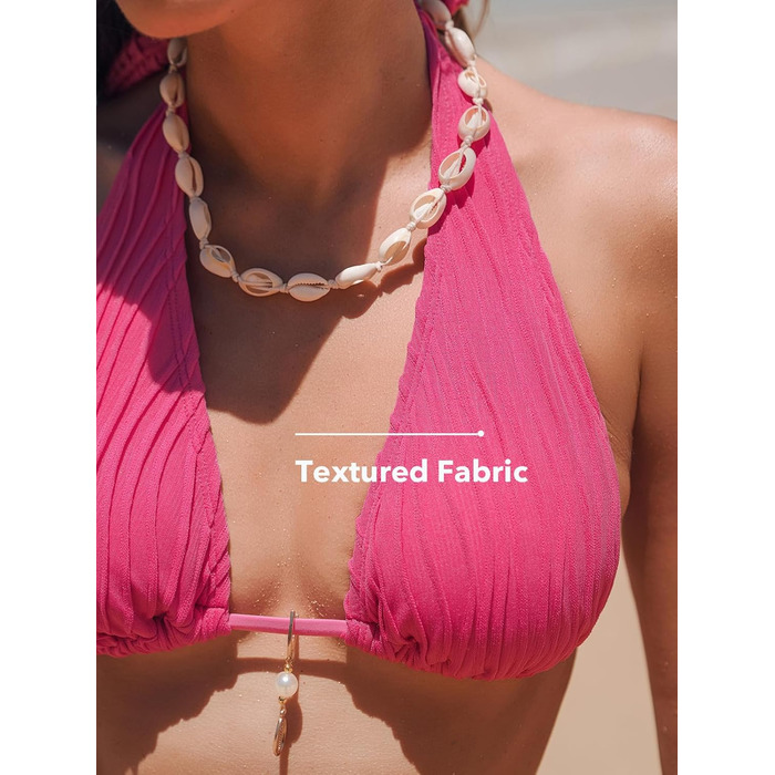 CUPSHE БІКІНІ Спортивний Комплект з V-подібним вирізом, висока талія, підняття грудей, купальник двокомпонентний, для плавання, сталеві кісточки (S, Маджента)