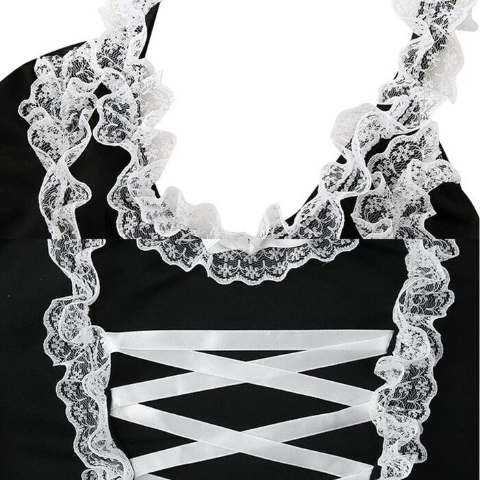 Костюм горничної JasmyGirls: сексуальна спідниця, чорний фартух, косплей аніме, рольові ігри, для жінок, розмір XX-Large - XXX-Large