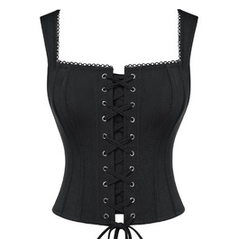 Кокетливий корсет-топ SCARLET DARKNESS: Чорний, стиль Y2K, Ренесанс, Пірат, Готика, Бастіон