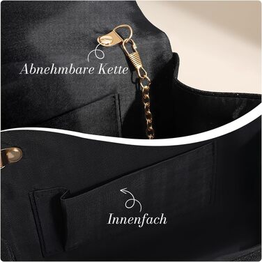 Жіночий вечірній клатч Abendhandtaschen з блискітками та паєтками, елегантна сумка-конверт для весіль та вечірок з відстібним ланцюжком (чорний)