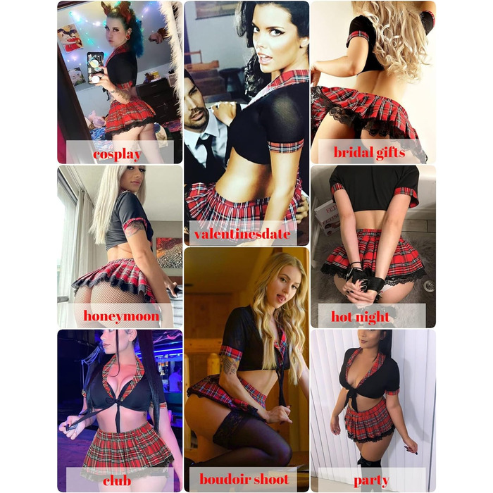 Костюм студентки Avidlove з міні-спідницею в клітинку для рольових ігор (чорний, M)