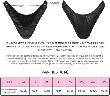 Танга-шорти LittleForBig з прихованим гафелем, гладкі шовкові, чорні - для кросдресерів та трансгендерних осіб