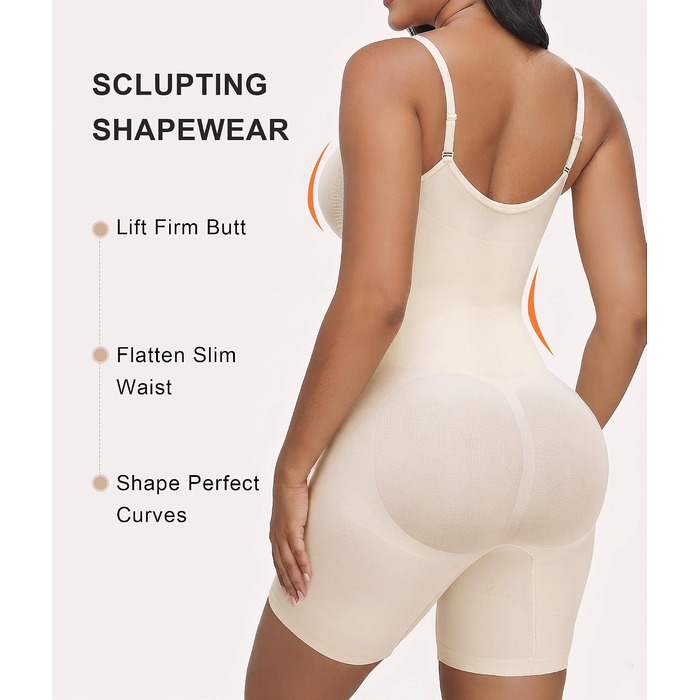 Коригуючий білизняний боді SHAPERX для жінок з блискавкою та гачками: безшовний утягуючий одяг для живота та стегон, білий (XXL)