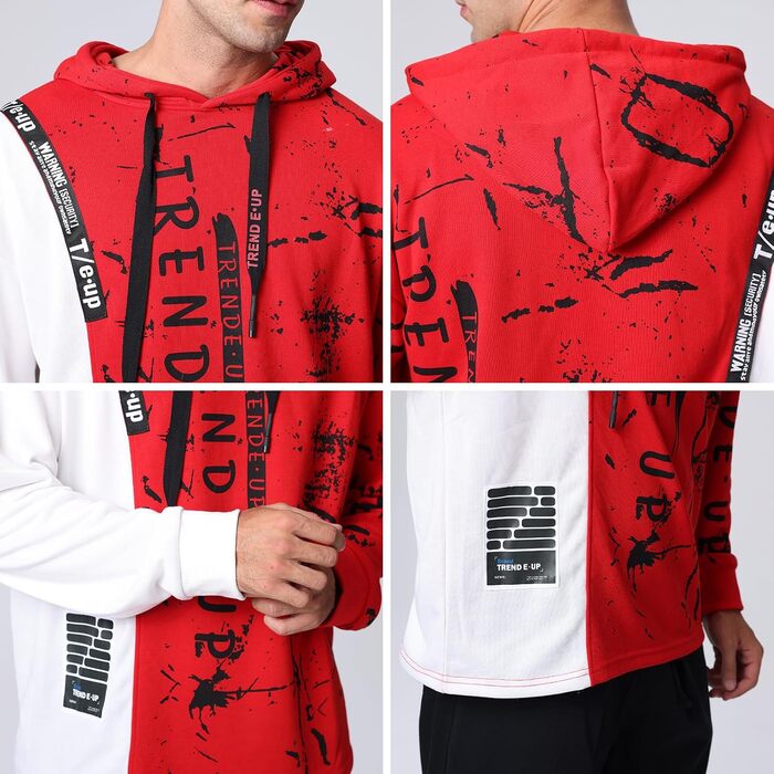 Спортивний худі Techwear для чоловіків та жінок Covisoty: двоколірний світло-сірий світшот у стилі хіп-хоп та стрітвір, розмір XL