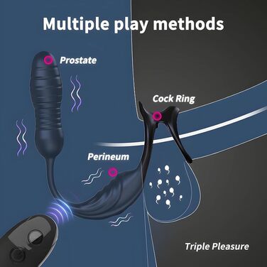 Вібратор для чоловіків NAIXBTY з подвійною вібрацією та стимуляцією простати. Анальний плагін, кільце для пеніса. Іграшки для дорослих