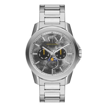 Чоловічий кварцовий годинник Armani Exchange з багатофункціональним циферблатом, сталевий браслет, 44 мм (Silver Tone And Grunge)