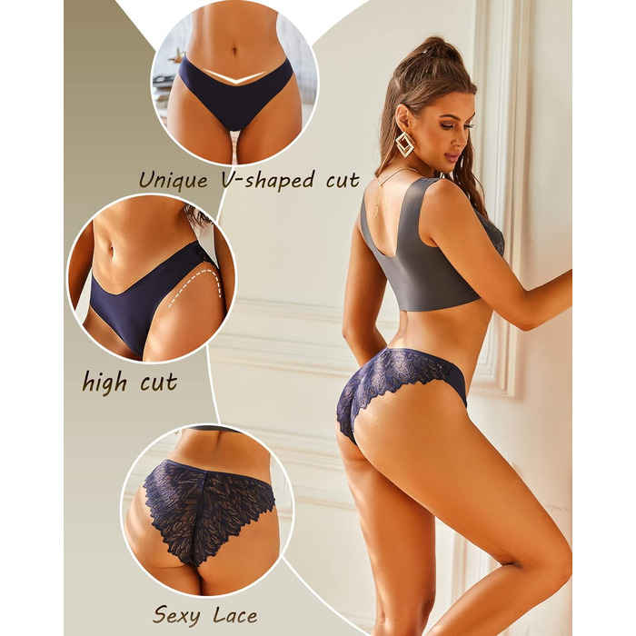 Жіноча білизна Freche Sth Big: 6 комплектів трусиків-бікіні без швів, мереживо, дихаючі, м'які, сексуальні, розмір M, кольори в асортименті