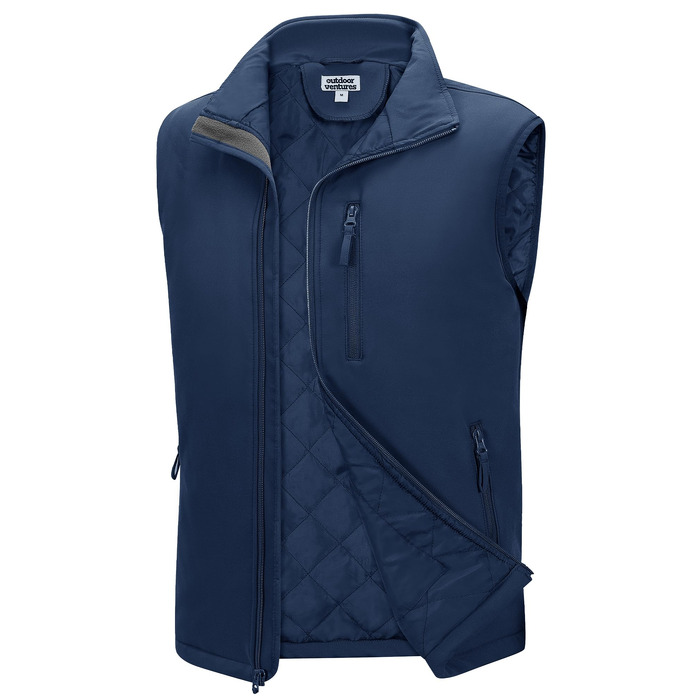 Чоловічий жилет Outdoor Ventures Softshell з утепленням: водовідштовхуючий, вітрозахисний та дихаючий жилет для їзди на велосипеді, бігу та походів (Синій, 3XL)