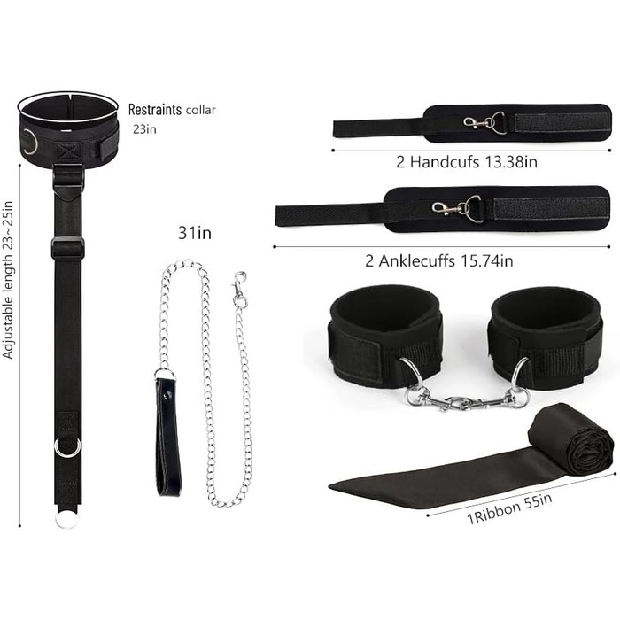 Набір для БДСМ-фетишу: БДСМ-набір для пар, фетиш-набір для зв'язування, набір для сексуальних ігор з регульованим ошейником та наручниками. Ідеально для пар.
