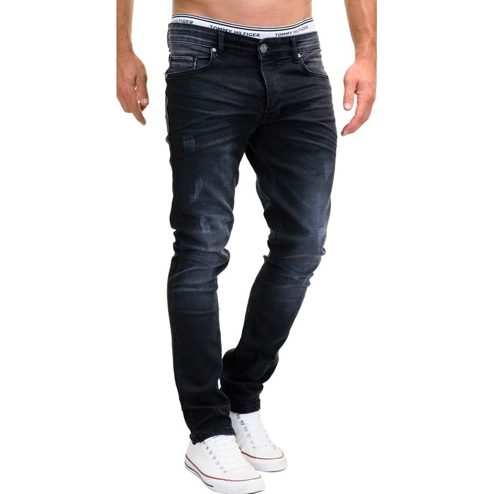 Чоловічі джинси MERISH Slim Fit з ефектом Stretch, дизайнерські денімові штани, чорні, модель 9148-2100 (34W / 32L)