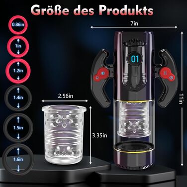 Електричний масажер для чоловіків з телескопічною функцією та режимами вібрації та обертання, портативний секс-іграшка для чоловіків