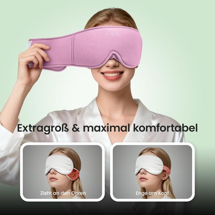 Bluetooth-маска для сну LOVE EYE для тих, хто спить на боці, з ультратонкими навушниками, дихаюча бавовняна тканина, червона