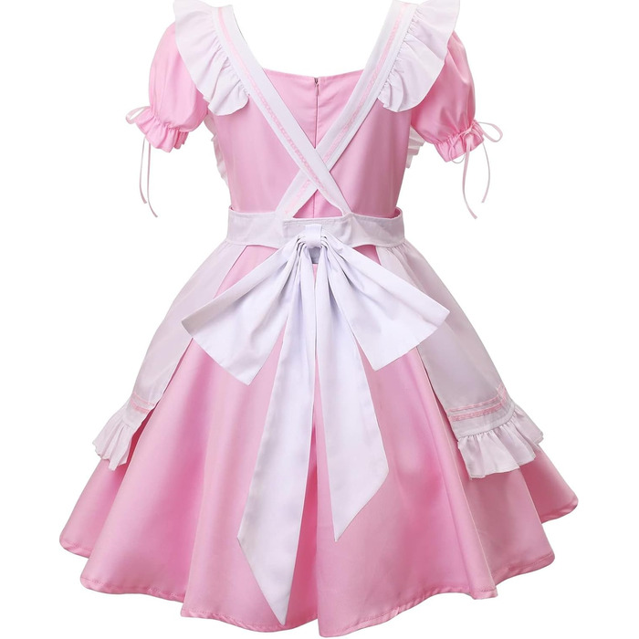 Костюм горничної MaxToonrain: Французьке плаття в стилі аніме Лоліта для жінок та дівчат (рожевий, сердечком, XXL)