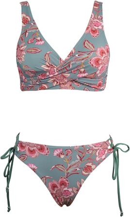 CUPSHE БІКІНІ жіночий, комплект, зав'язування, квітковий принт, низька посадка, шнурівка, двочастинний купальник, зелений L
