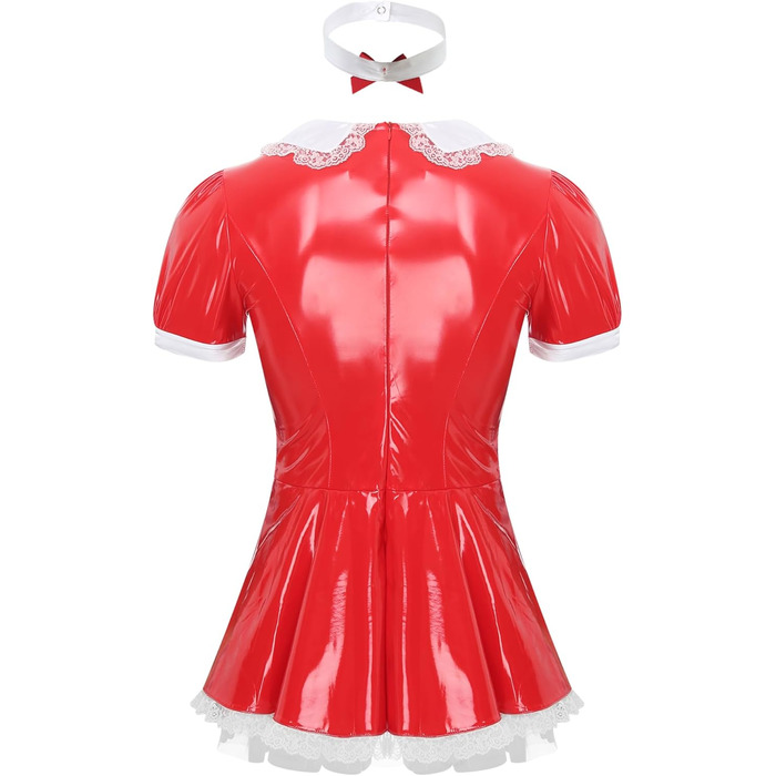 Костюм покоївки Inhzoy для чоловіків: червоне лакове плаття з нашийником, комплект для вечірки, карнавалу, Хелловіну, косплей, розмір XXL