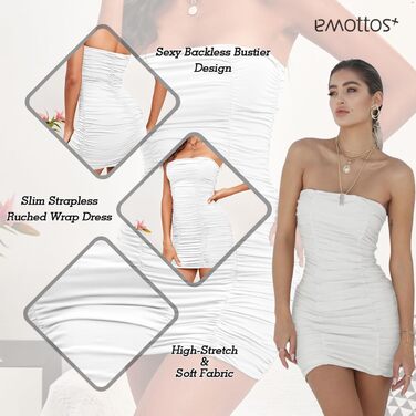 Сукня-трапеція Exy Mini з відкритими плечима, літня, м'яка, двошарова, облягаюча, без бретелек, на вечірку/в клуб (чорний/білий - XL) (білий, L)