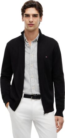 Чоловічий світшот Tommy Hilfiger Essential Cotton Zip Thru з коміром-стійкою та блискавкою, чорний, розмір S