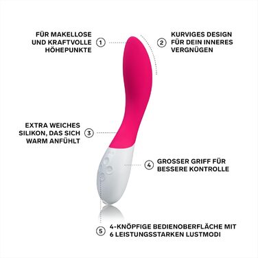 LELO Mona 2: Електричний стимулятор точки G для жінок, бездротовий вібратор-масажер (Колір: Вишневий)