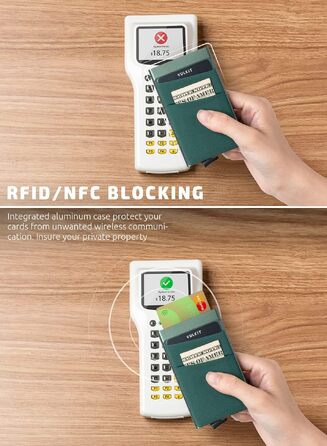 Чоловічий компактний гаманець-картхолдер VULKIT з RFID/NFC захистом для 5-7 карток та купюр, колір: темно-зелений (Midnight Green)