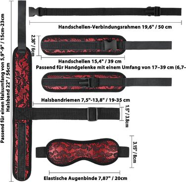 Набір для БДСМ: наручники, пов'язка на очі, стрічки, нашийник, ремінці для зап'ястя. Ідеально для пар, екстремальних ігор та косплею. 5 предметів