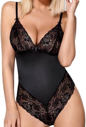Корсет-боді Obsessive Zarter з витонченою мереживом та шнуванням, чорний, L-XL, у подарунковій коробці