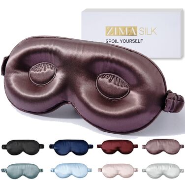 Шовкова 3D маска для сну ZIMASILK з натурального шовку mulberry 22 мом, регульована маска з ефектом нульового тиску для довгих вій та нарощених вій, колір фіолетово-сірий