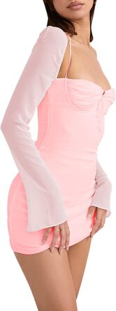 Сучасна жіноча блуза HIBHABY з довгим рукавом (XS, Рожева)