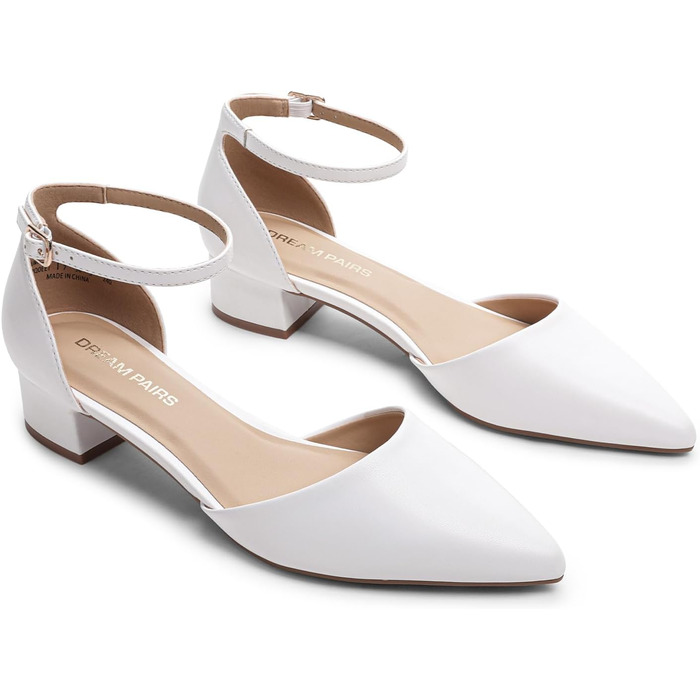 Жіночі туфлі-човники Dream Pairs на низьких підборах, білі, розмір 40.5 EU