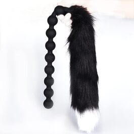 Анальні пробки NAIXBTY з силікону - набір кулястих пробок з ланцюжком для сексуальної стимуляції (S, чорний/чорний)