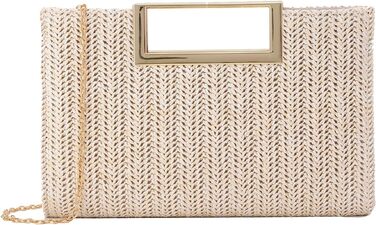 Жіночий соломий clutch-клатч EVEOUT: літня плетена сумка через плече для вечірок, весіль та відпустки, бежева