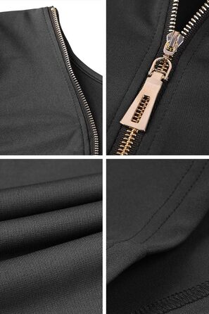 Чорна сукня YMING з відкритим спиною, на блискавці, облягаюча, міді, з довгим рукавом