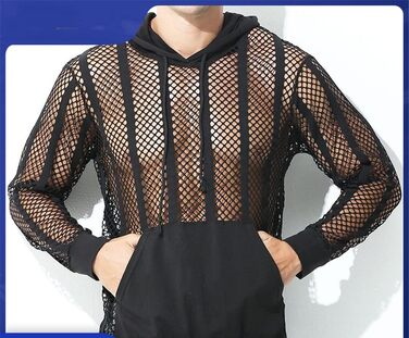 Чоловіча сітчаста сорочка Bollrllr з довгим рукавом, прозора, для вечірок та клубів, комплект з 1 шт.