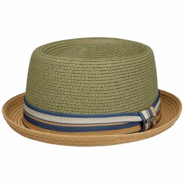 Солом'яний капелюх Stetson Icano Pork Pie з UV-захистом 40 ПФФ, унісекс, весна-літо, колір хакі, розмір XL