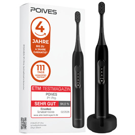 Електрична сонічна зубна щітка POIVES P1 Pro з датчиком тиску, ультразвукова, Onyx Black