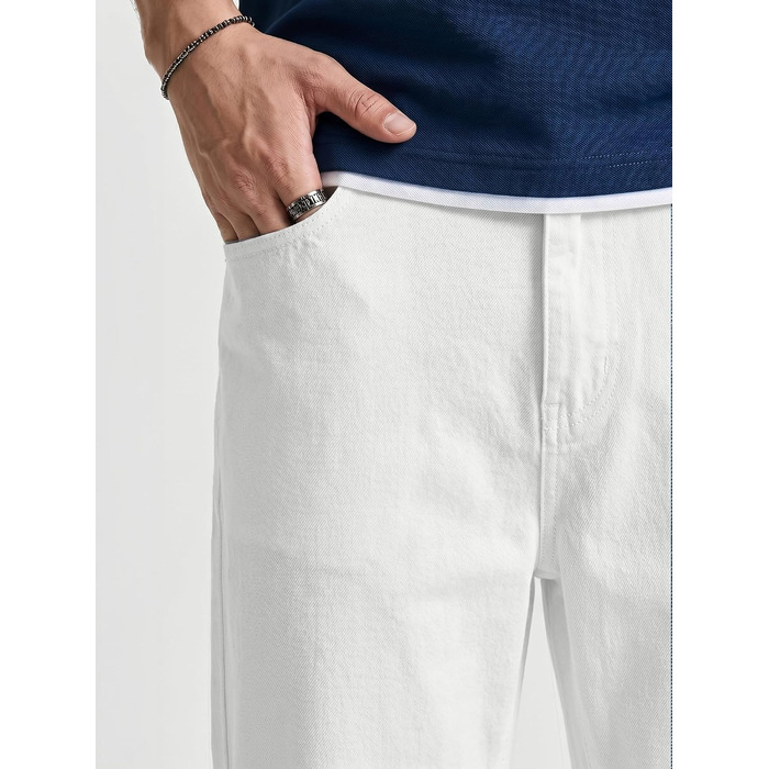 Чоловічі джинси Baggy JMIERR Y2K з ефектом Stretch, білі, розмір L