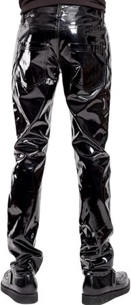 Чоловічі лосини з ефектом мокрого блиску Yeahdor, з вирізом, чорні, XXL