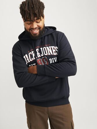 Чоловічий худі Jack & Jones Plus Size з логотипом, темно-синій, розмір 3XL