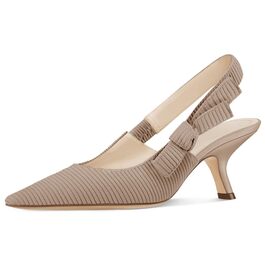 Жіночі туфлі-слингбеки Coutgo з гострим носком на низьких підборах (kitten heel), світло-кавовий колір, розмір 39 EU