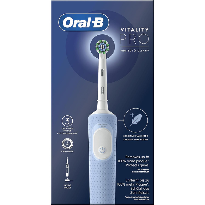 Електрична зубна щітка Oral-B Pro Vitality, синя, з 1 насадкою, від Braun